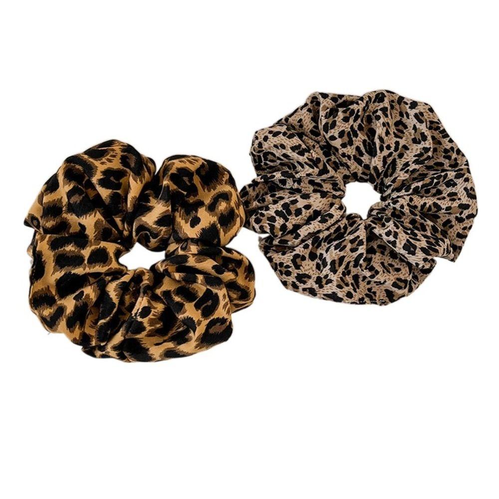 Vintage Leopard Print Scrunchies Fabric Hair Band Fashion Ponytail Holder Hair Accessories