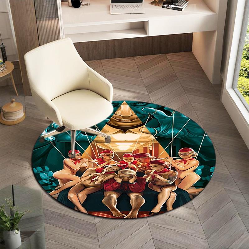 Famous German Rock Heavy Metal Band Rammstein Tile Lindemann Circular Carpet Decoration Anti Slip Home Table and Chair Mat Aisle Door Mat Carpet D15