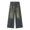 BeatStreet Vintage Camouflage Men's Jeans Fashion Washed Casual Wide Leg Denim Pants Autumn Winter Loose Male Trousers Old Blue