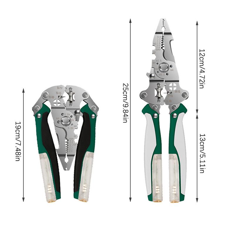 Clește multifuncțional 16 în 1 pentru dezizolat cu tester de tensiune, clește pentru dezizolat cabluri, electrician, sertizare, tăiere cabluri, foarfece