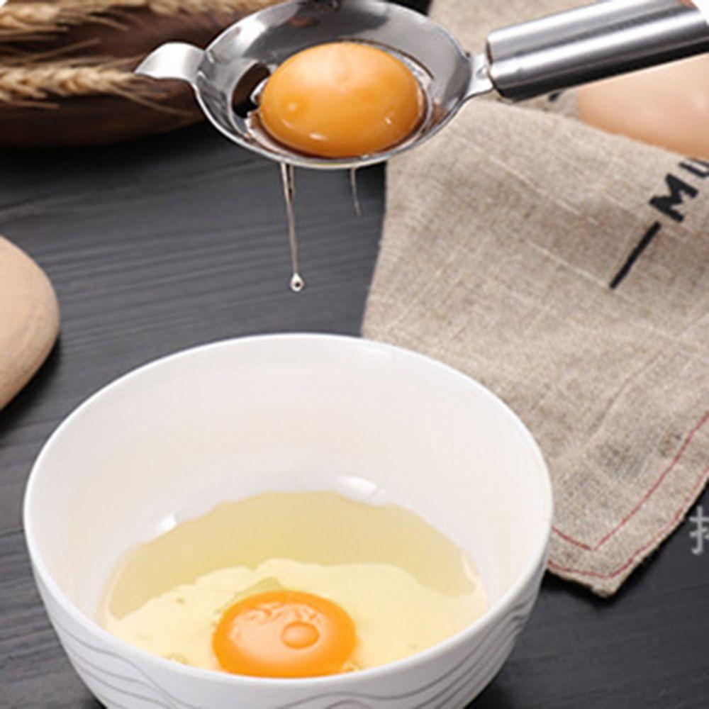 Long Handle Stainless Steel Egg Separator Extended Lug Design Yolk Strainer  Home