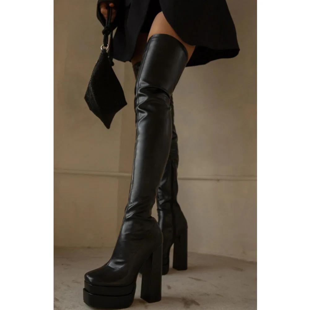 Platform High Heeled Women Over The Knee High Boots Brand Design 2025 Winter Fashion Sexy Elegant Walking Comfy Women Shoes