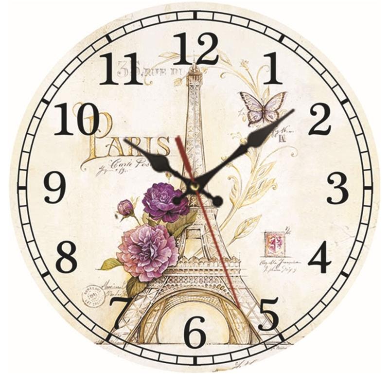 Vintages European Styles Round Wall Clock Silents Movement Home Decoration
