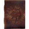 Sun Moon Vintage Leather Journal Book Of Shadow Grimoire Antique Leather Notebook