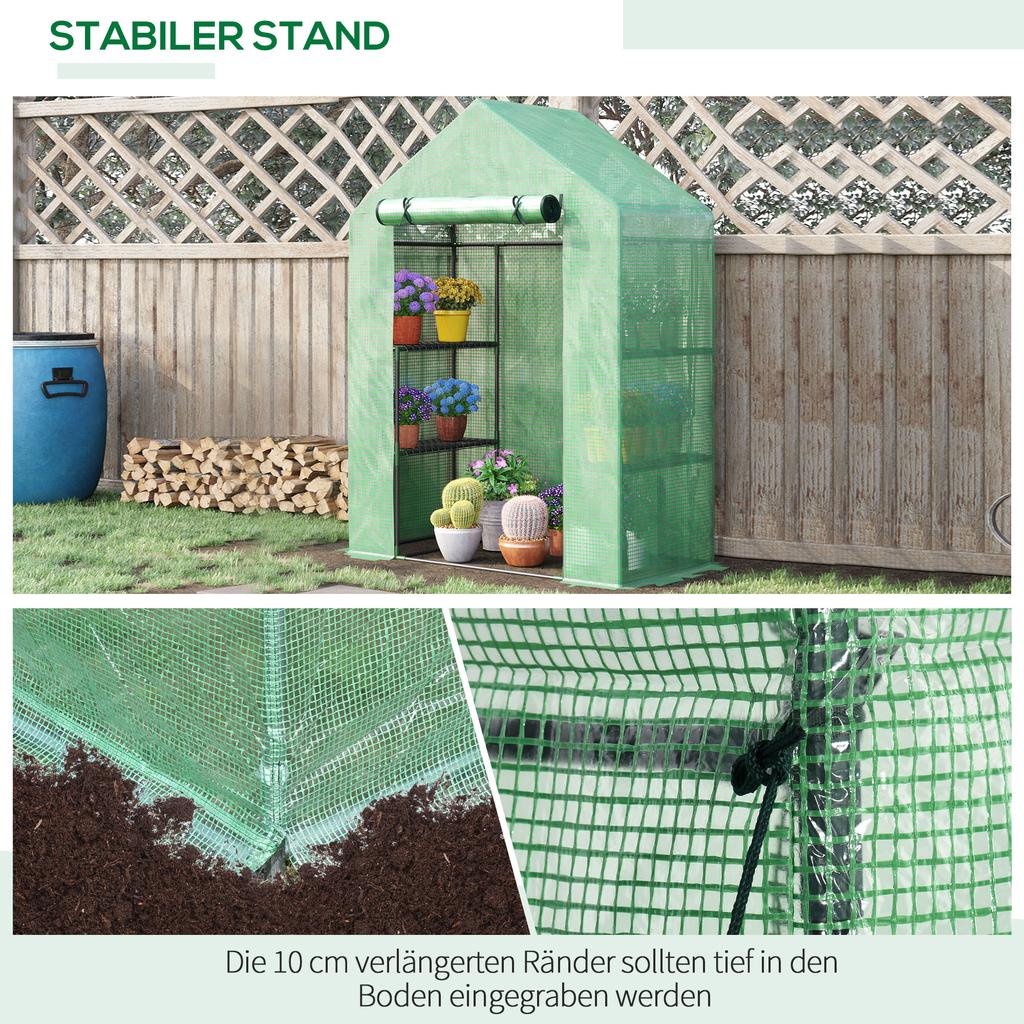 Walk In Greenhouse with Shelves, Portable Gardening Plant Grow House for Outdoor with 2 Tier Shelf, Roll-Up Zippered Door, PE Cover, 141 X 72 X 191cm