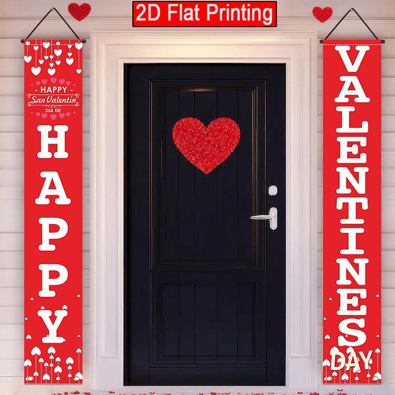 Valentine's Day LOVE Porch Banner - Rose XOXO Romantic Design - Roses - Porch Hanging Door Decor (2793)