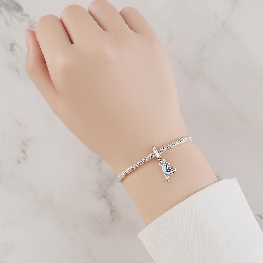 Bead Charms copper Charm Bead Charms Authentic Star Shape Moon Cat Charm Pendant Bead Charms Compatible With Bracelets Jewellery Diy Women Fine Gift A