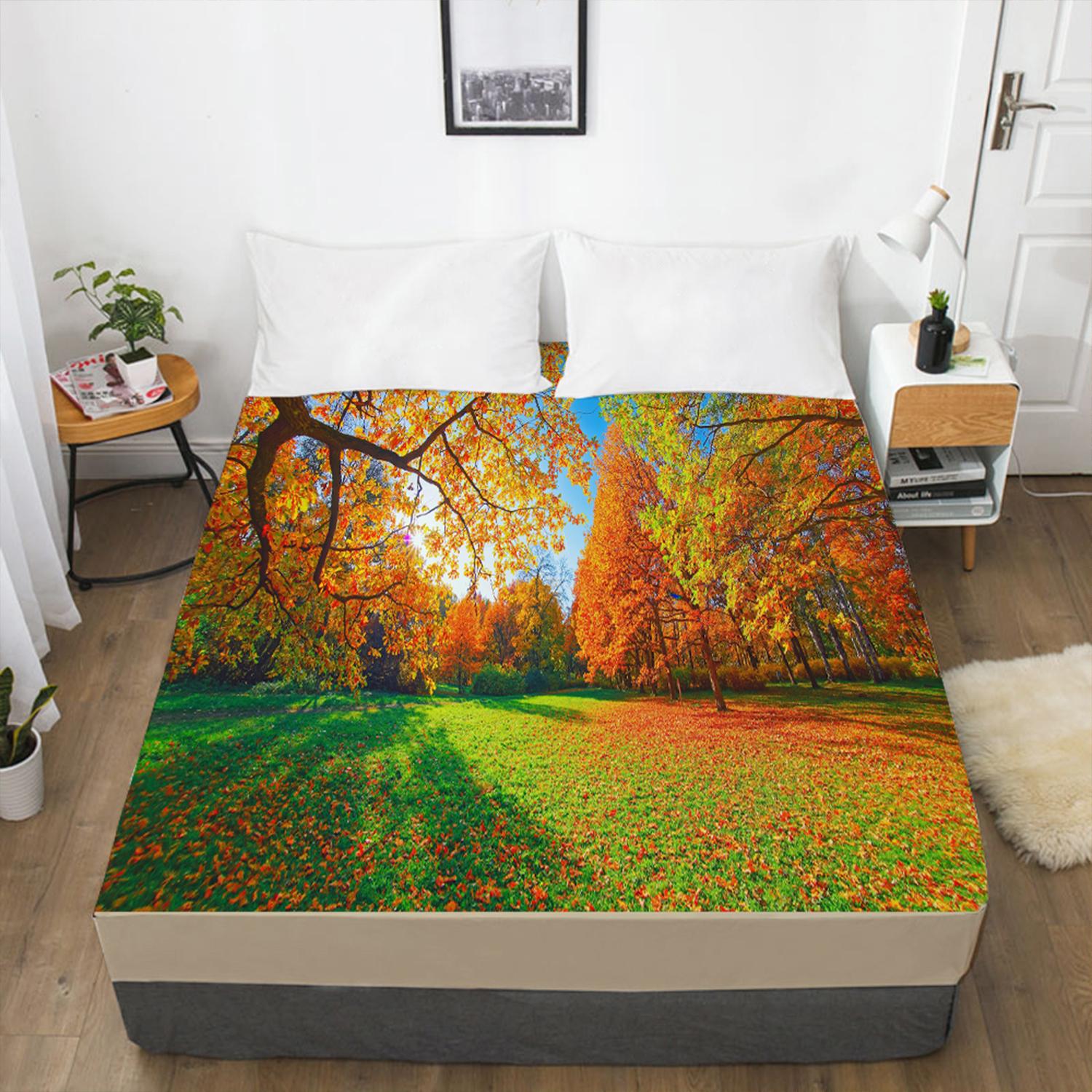 Домашняя уличная простыня с лесным 3D-принтом, наматрасник, простыня с эластичной лентой, постельное белье 120x200 3pcs