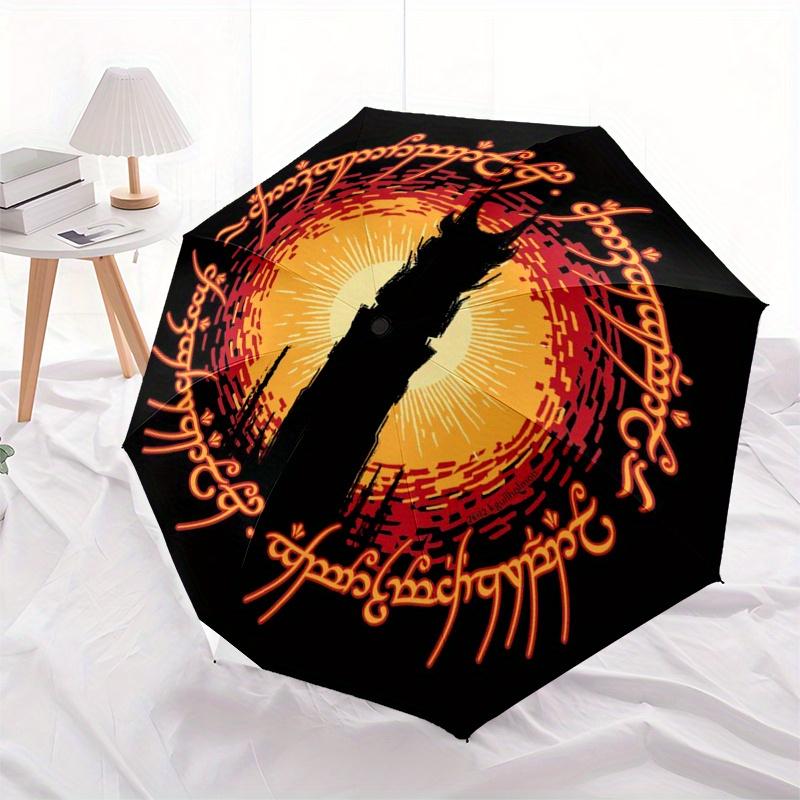 The Lord of the Rings Eye of Sauron T Shirt Umbrella, Portable 3 Fold Compact Umbrella for Men & Women,S275