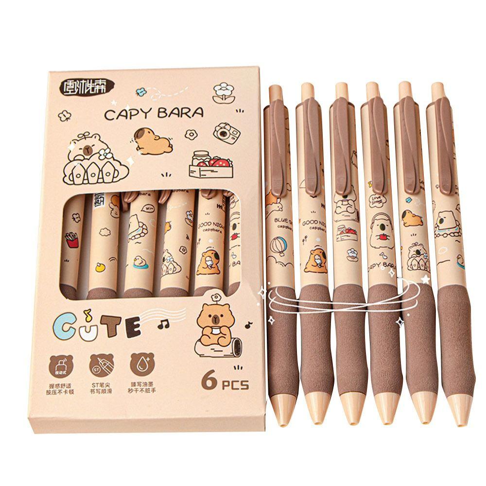 

6 шт./кор. ST Tip Signing Pen Press Type Шариковая ручка Новая Capybara Нейтральная ручка для студента