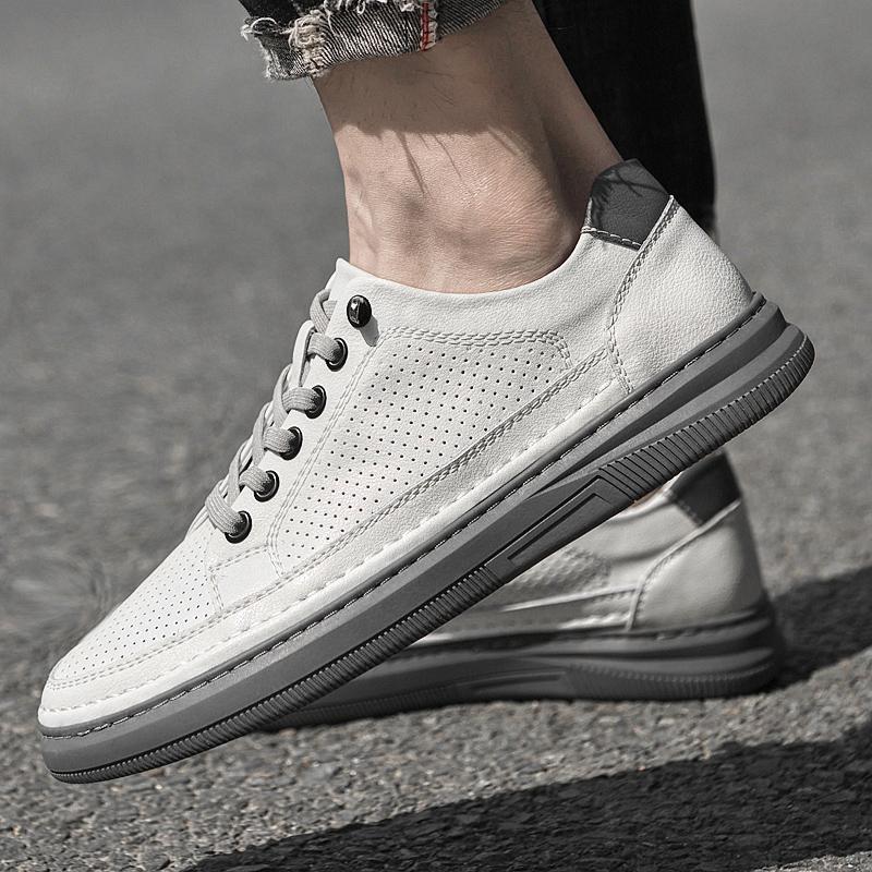 FashionMen Loafers 2024 Cow Leather Shoes Men Slip On Casual Shoes Moccasins Breathable Men Driving Flats Soles Genuine Leather Shoes