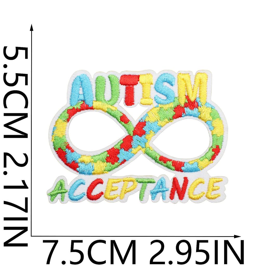 Färg pussel broderi tyg klistermärke liten dinosaurie dator broderi etikett tecknad sköldpadda autism kampanj patch klistermärke strykning