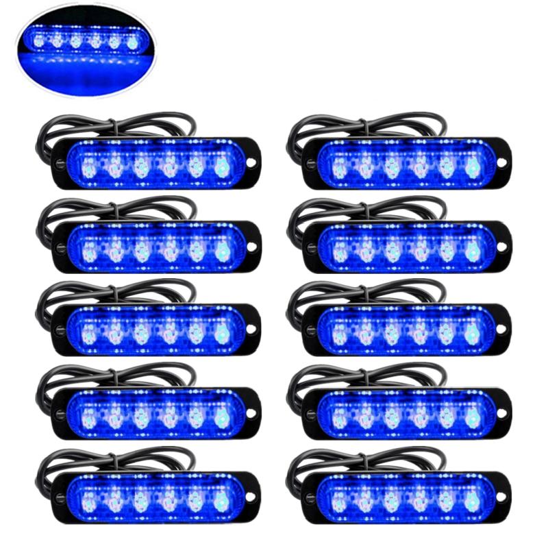 10PCS Strobe Light 12v-24v 6LED Truck Trailer Lights Stroboscopes  LED Car Light  Emergency Warning Hazard Flash Light