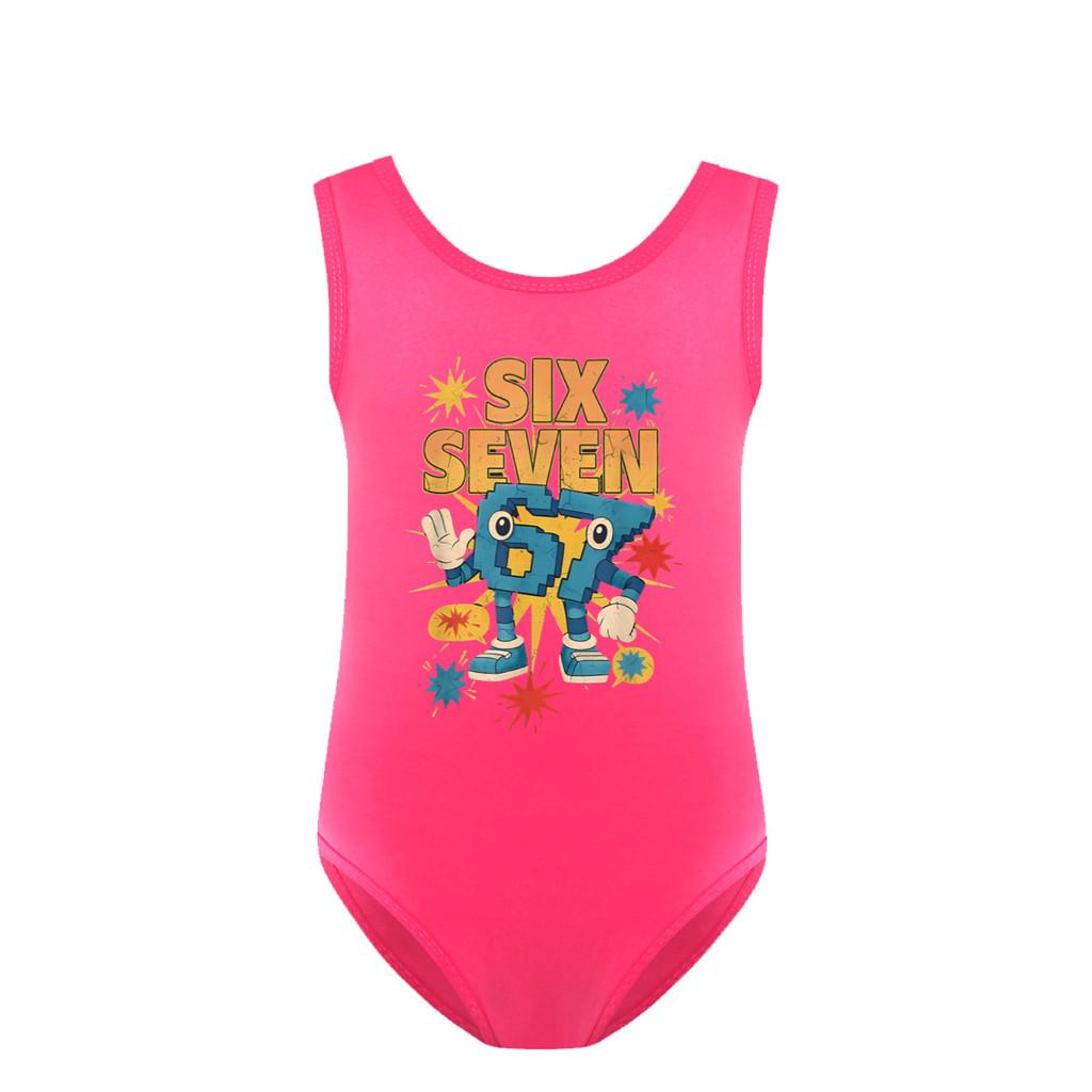 

5262 Kids Girls Steal a Brainrot 67 Six Seven Print Ruffle Swimsuit Swimming One-piece Bodysuit Swimwear 160cm