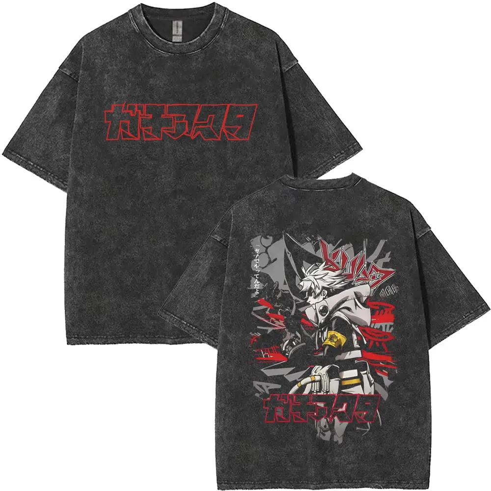 Washed Vintage Anime Gachiakuta Rudo Enjin Zanka Riyo Face Graphic T-shirt Men Women Cartoon Manga Short Sleeve T-shirts