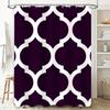 Purple White Moroccan Bath Shower Curtain With 3 Rings For Rod Holders Modern Home Decor Bathroom Liner (290X180Cm)