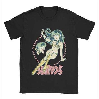 Lum Ran Ataru Urusei Yatsura Męskie Koszulki Anime Śmieszne Koszulki Krótki Rękaw Okrągły Dekolt Koszulka Bawełniana Odzież z Nadrukiem