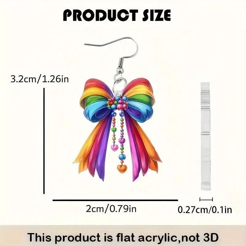 Rainbow Bow Creative Women Acrylic Earrings For Casual And Office Wearing