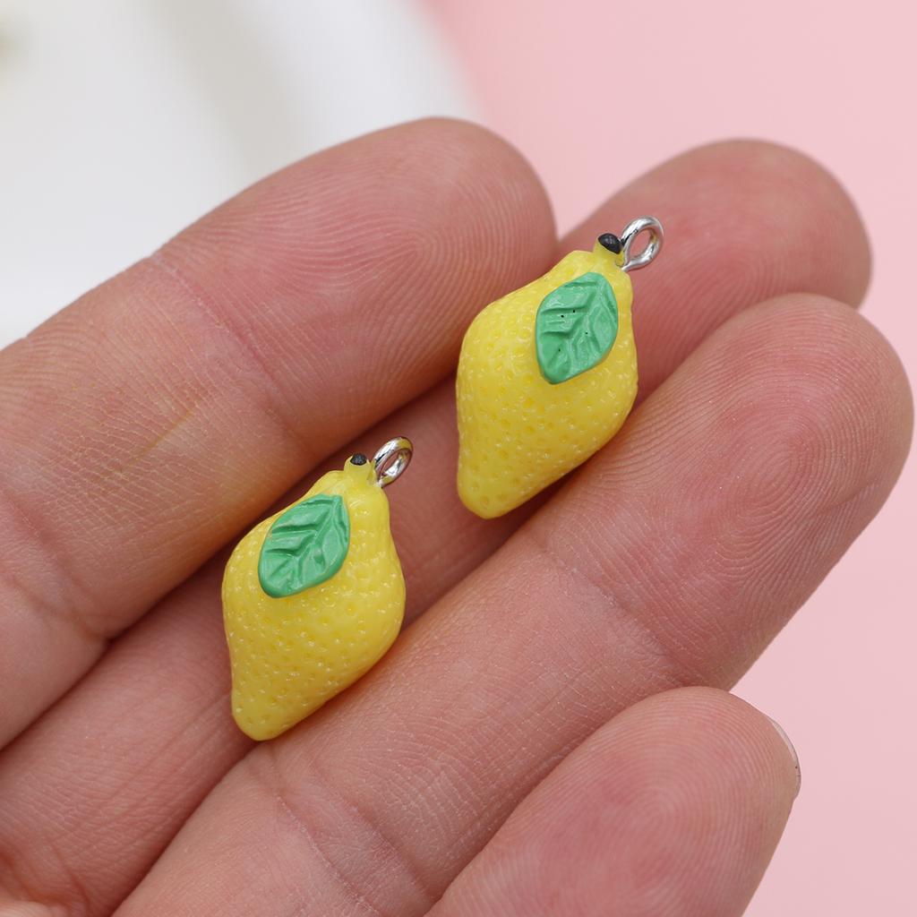 10pcs Yellow Resin Cute Lemon Charms Fruit Pendants for Jewelry Making DIY Necklace Bracelet Earrings Key Chain Accessories