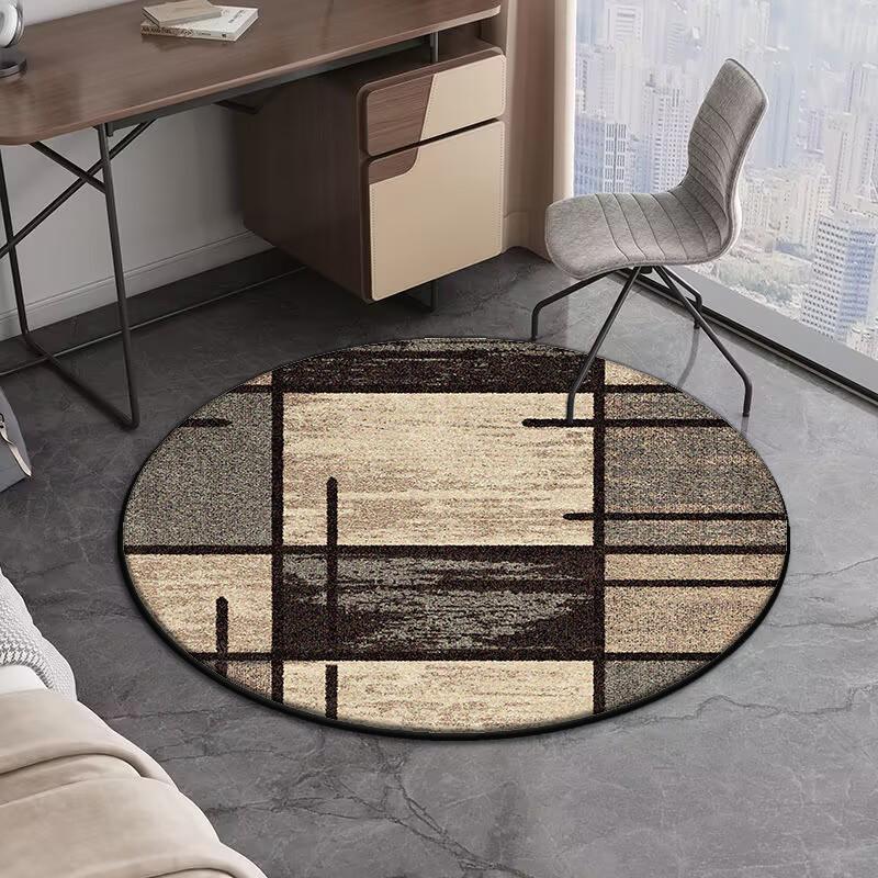 European Geometric Round Carpet Living Room Decoration Home Sofa Chair Side Foot Mat Bedroom Bedside Rugs Washroom Floor Mat
