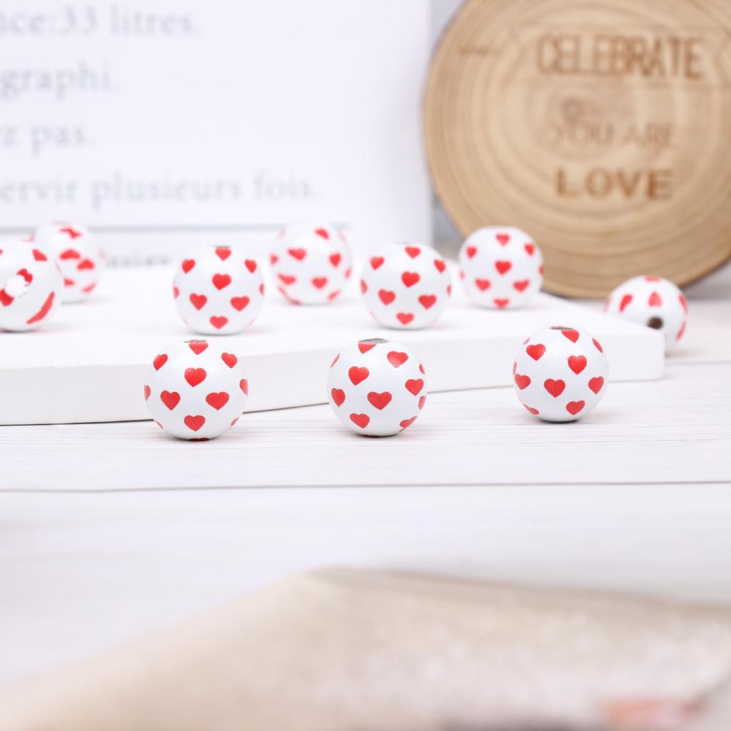 Valentine'S Day Love Wooden Beads Home Decoration Colorful Wooden Beads Wreath Accessories Diy Fringed Hemp Rope Wooden Beads String