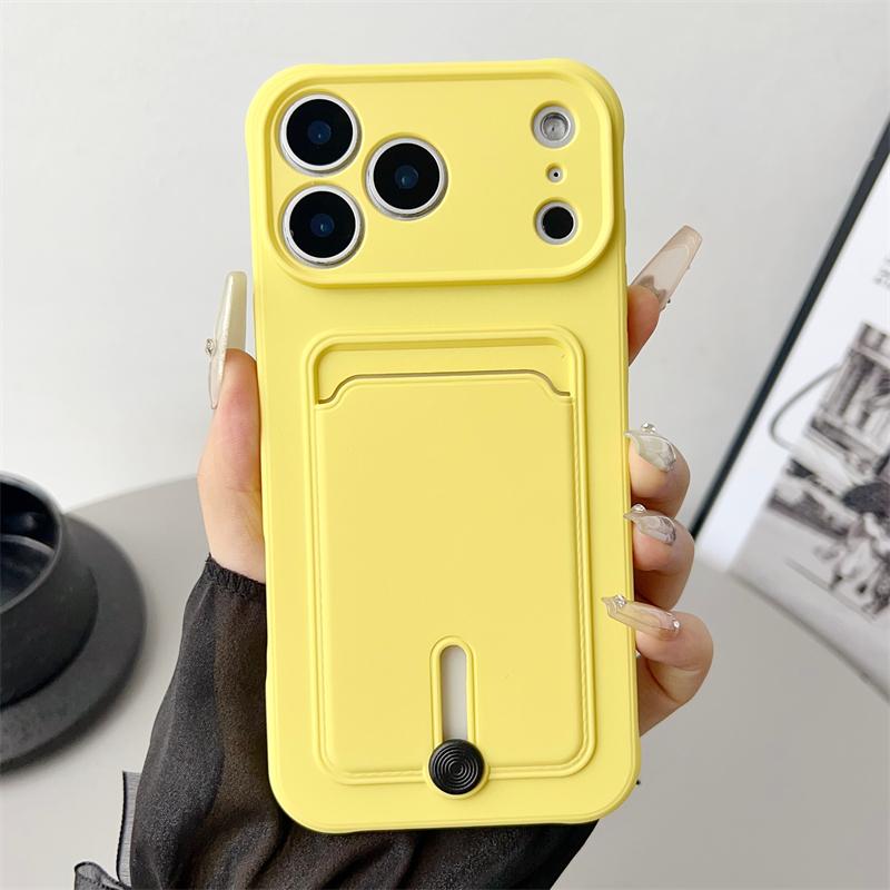 Candy Color Card Slot Holder Wallet Soft Case For iPhone 17 Air 16 15 14 Plus 13 12 11 17 Pro Max Shockproof Silicone Back Cover