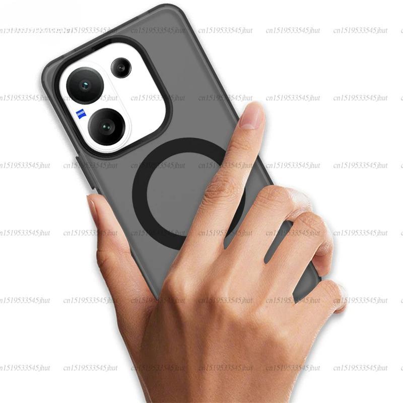 Transparente Hülle für Vivo V60 Hülle für Vivo V60 5G Magnetische Adsorption Kabelloses Laden Rückseite für Vivo V60 Hülle 6,77 Zoll