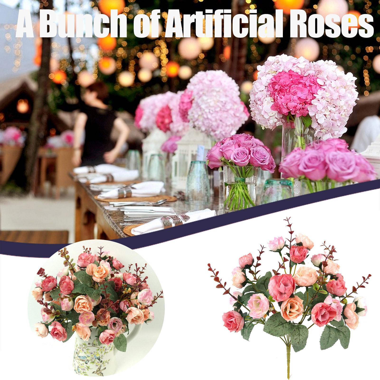 

Artificial Rose Bouquet Consisting 7 branches 21 Roses Silk Decorative Bouquet