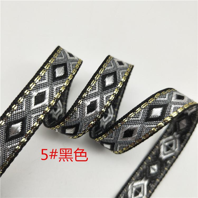 

1,2 см ромбовидная тесьма кружевные аксессуары сделай сам подшивка с боковыми полосками жаккардовая тесьма 5 #black * 1.2cm * 50 yards a roll