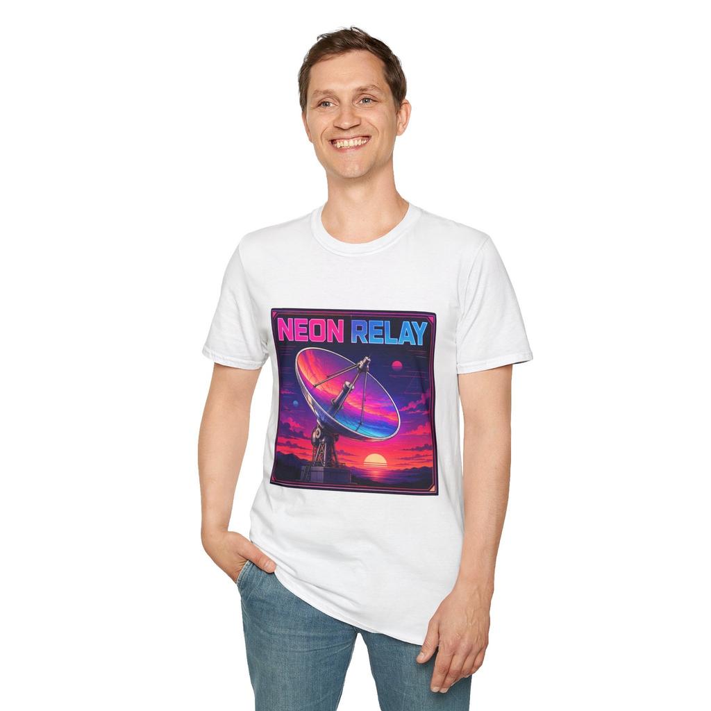 Satellite Dish Sci Fi Music Synthpop Retro Futurism Unisex Softstyle T-Shirt
