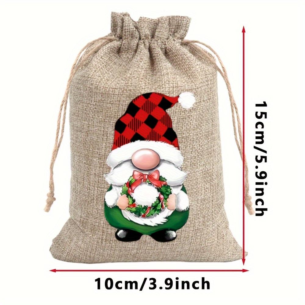 12PCS Christmas Linen Gift Bag Set, Santa Drawstring Bag, Perfect for Holiday Party Gifts and Jewelry Storage, Perfect for Christmas