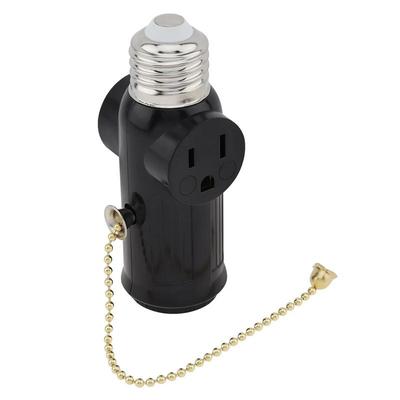 Light Socket Outlet Adapter E26 Both Sides Sockets Support 2 Prong Light Socket Adapter Splitter Converter With Pull Chain For
