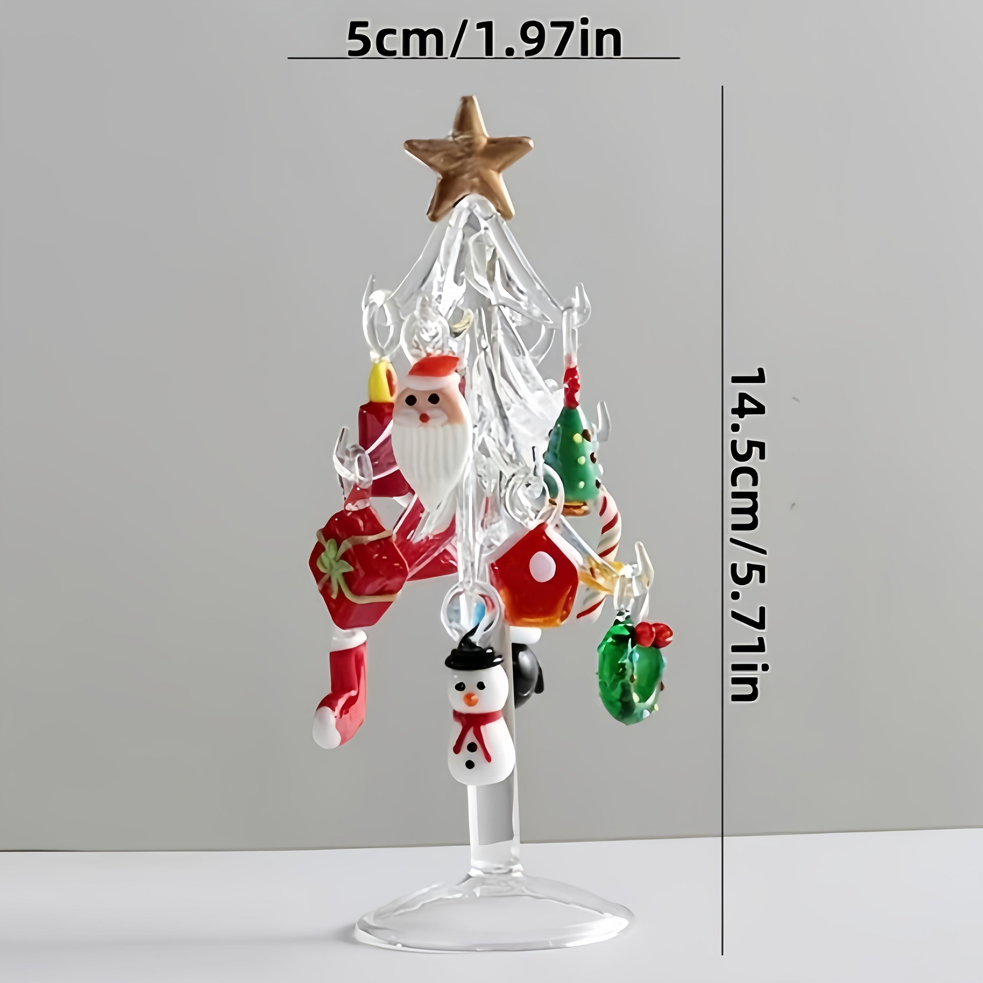 

Glass Christmas Tree Ornament Glass with Colorful Hanging Baubles Snowman Candy Cane Bell Charms Christmas Table Decoration 2026 белый