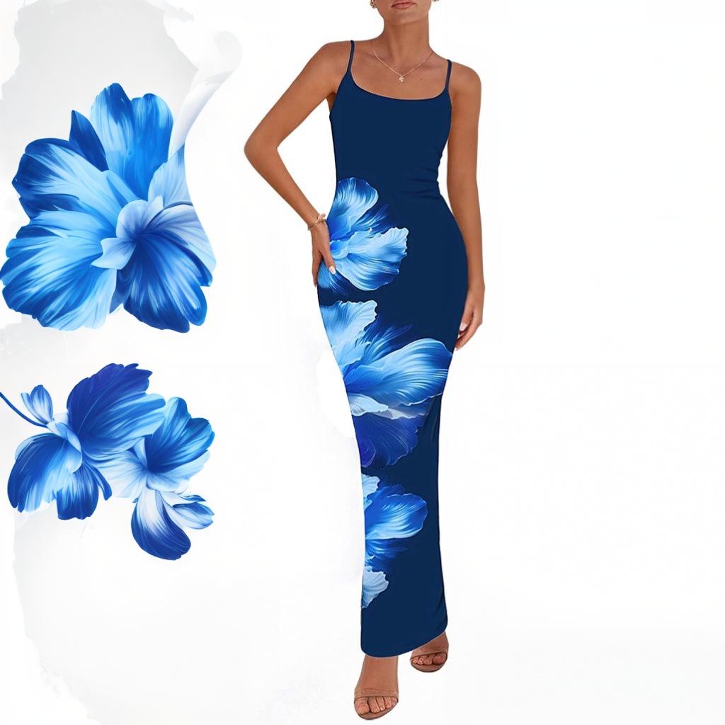 

Європейський та американський стиль Сексуальна сукня на тонких бретелях з принтом - Весняно-літній гарячий розпродаж S