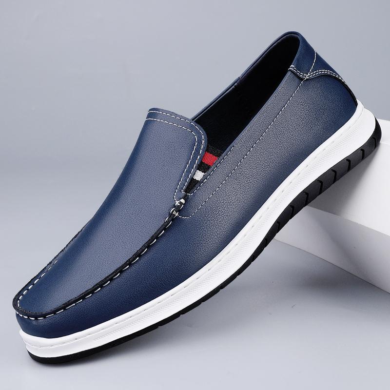 Fashion High Quality Split Leather Loafers Fashion Soft Soles Comfortable Business Office Shoes Men Slip-on Flat Bottomed Driving Shoes
