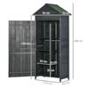 Garden Shed 4-Tier Wooden Garden Outdoor Shed 3 Shelves Utility Gardener Cabinet Lockable 2 Doors - Grey