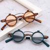 Popolari Retro Steampunk Occhiali da Sole Ribaltabili Borchie Vintage Piccoli Rotondi Occhiali da Sole Lente Ribaltabile a Doppio Strato Occhiali Punk UV400