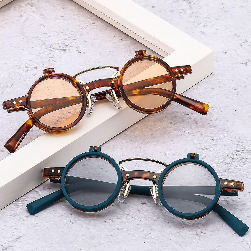 Popolari Retro Steampunk Occhiali da Sole Ribaltabili Borchie Vintage Piccoli Rotondi Occhiali da Sole Lente Ribaltabile a Doppio Strato Occhiali Punk UV400