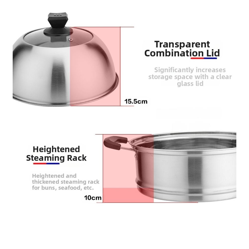 1 Satz Dampfgarer Mehrschichtig Nichtmagnetisch Extra Dick Edelstahl Dampfgarertopf Koreanischer Stil Mehrschichtiges Kochgeschirr Küchenkessel