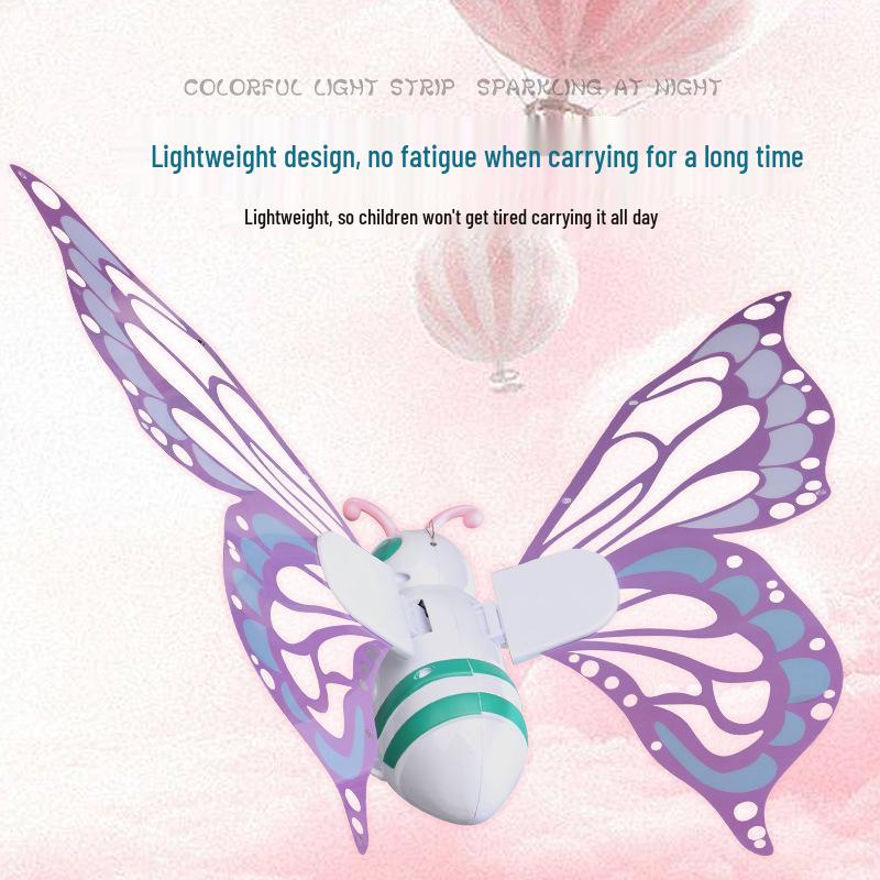 Children's Glowing Electric Butterfly Wings Backpack - Moving Angel Feather Wings Toy