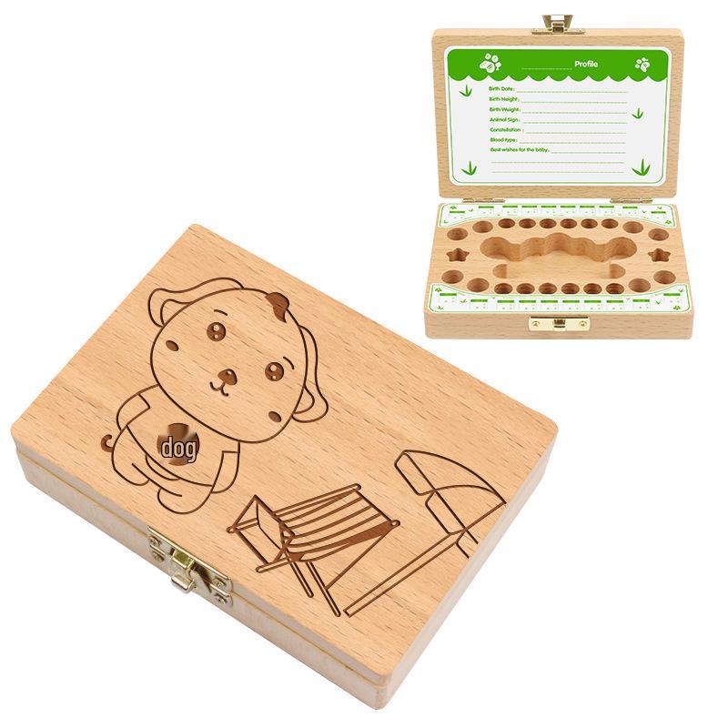 Деревянная шкатулка из бука для хранения первого зубика и волос ребенка - Персонализированный памятный подарок 1680₽