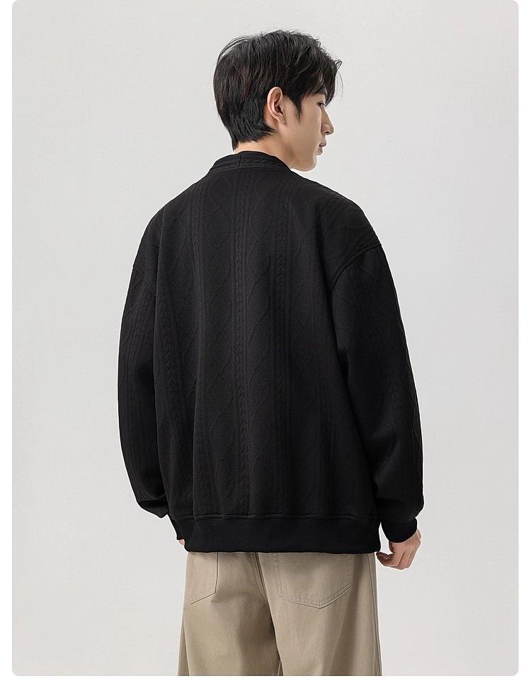 Men's Oversize V-Neck Korean Style Hoodie Cardigan - Casual Plus Size Trendy