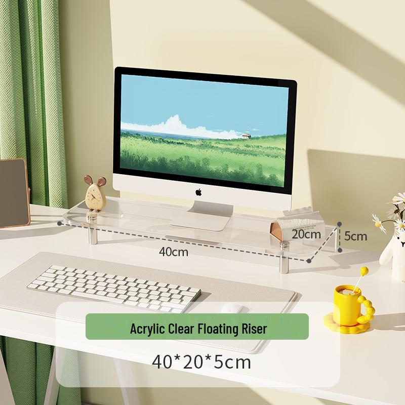 Acrylic Monitor Riser with Keyboard Tray and Storage Shelf