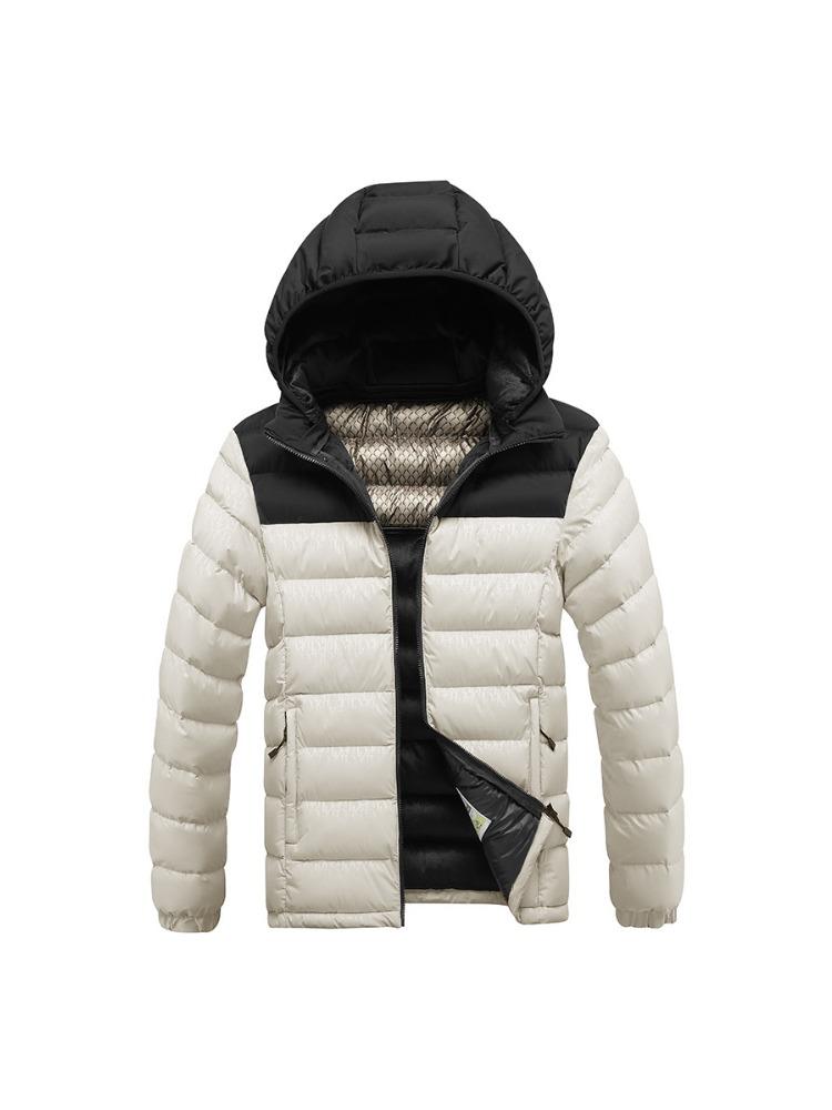 Light Cotton Jacket Men's Winter Fashion Hit The Colour Slim Detachable Cap Thickened Hooded Comfortable and Versatile Jacket