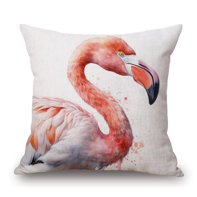European Birds Red Cardinal Flamingo Toucan Duck Hen Parrots Animals Painting Cushion Cover Pillow Case Bedroom Decoration