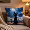 Anime Starry Sky Art cat Pillow Case Soft Plush Cushion Cover Double Print and Invisible Zipper for Sofa Home Car Use