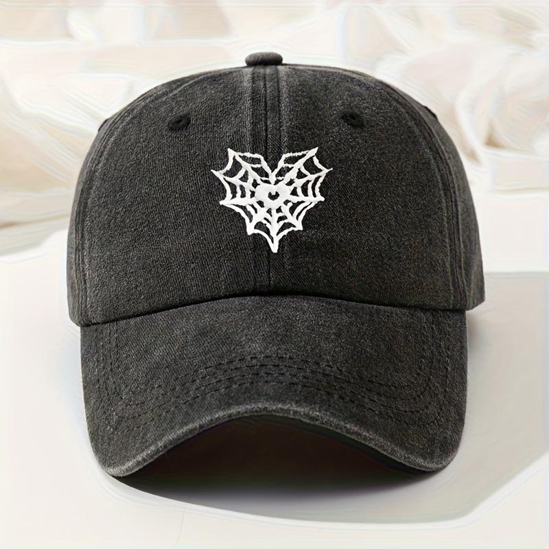 

Spider Web Embroidered Knitted Hat, Outdoor Versatile Hip-hop Hat, Retro Washed Casual Hat, Adjustable and Versatile чёрный