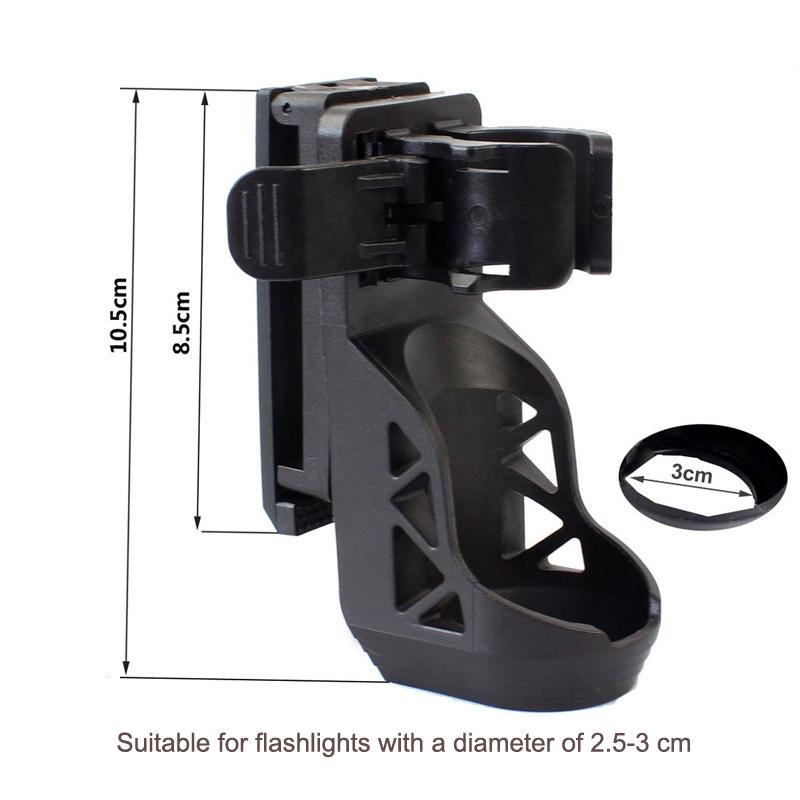 1Pcs Flashlight With Lever Side Lock System Flashlight Holder For Belt 360° Rotatable For 2.5-3Cm Diameter Flashlight