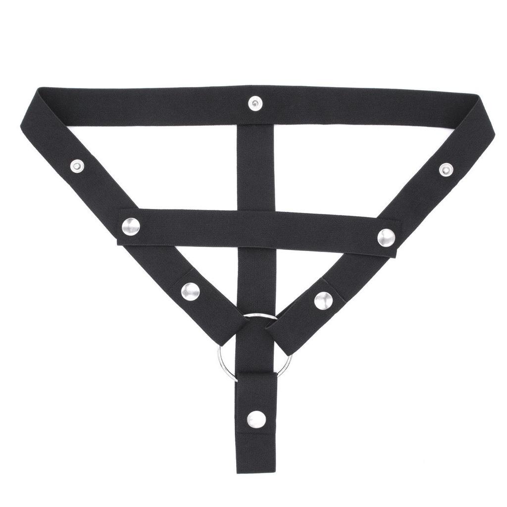 Elastic Adjustable Men's Chastity Strap with Three-Way Binding and Waist Belt