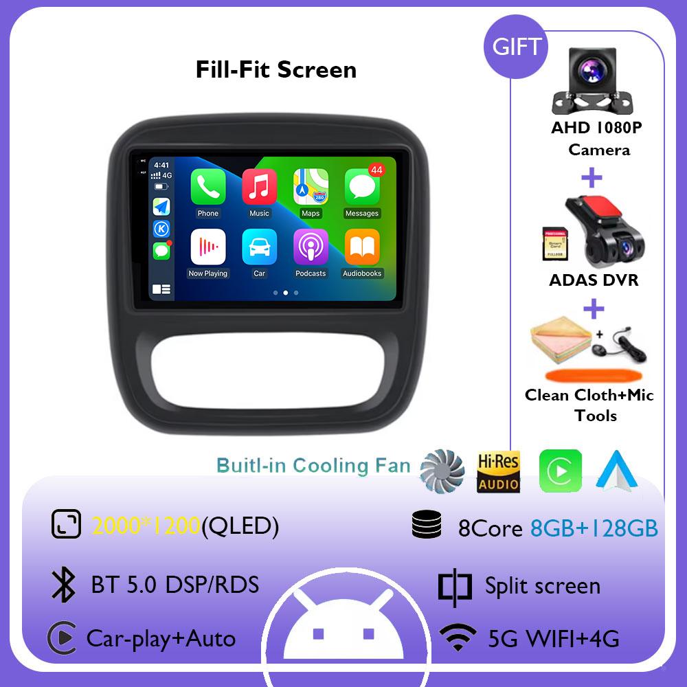 Android 14 Carplay Car Radio For Renault Traffic 3 2014 - 2021 Opel Vivaro B 2014 -2018 Navigation GPS Multimedia Player WiFi+4G